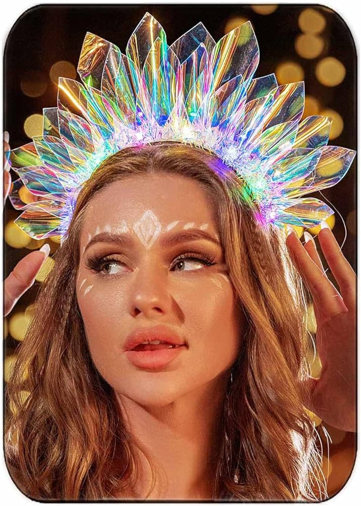 JEAIRTS Light Up Headband Led Crown Headbands Glow Rave Headpiece Flashing Costume Hair Accessori... | Amazon (US)
