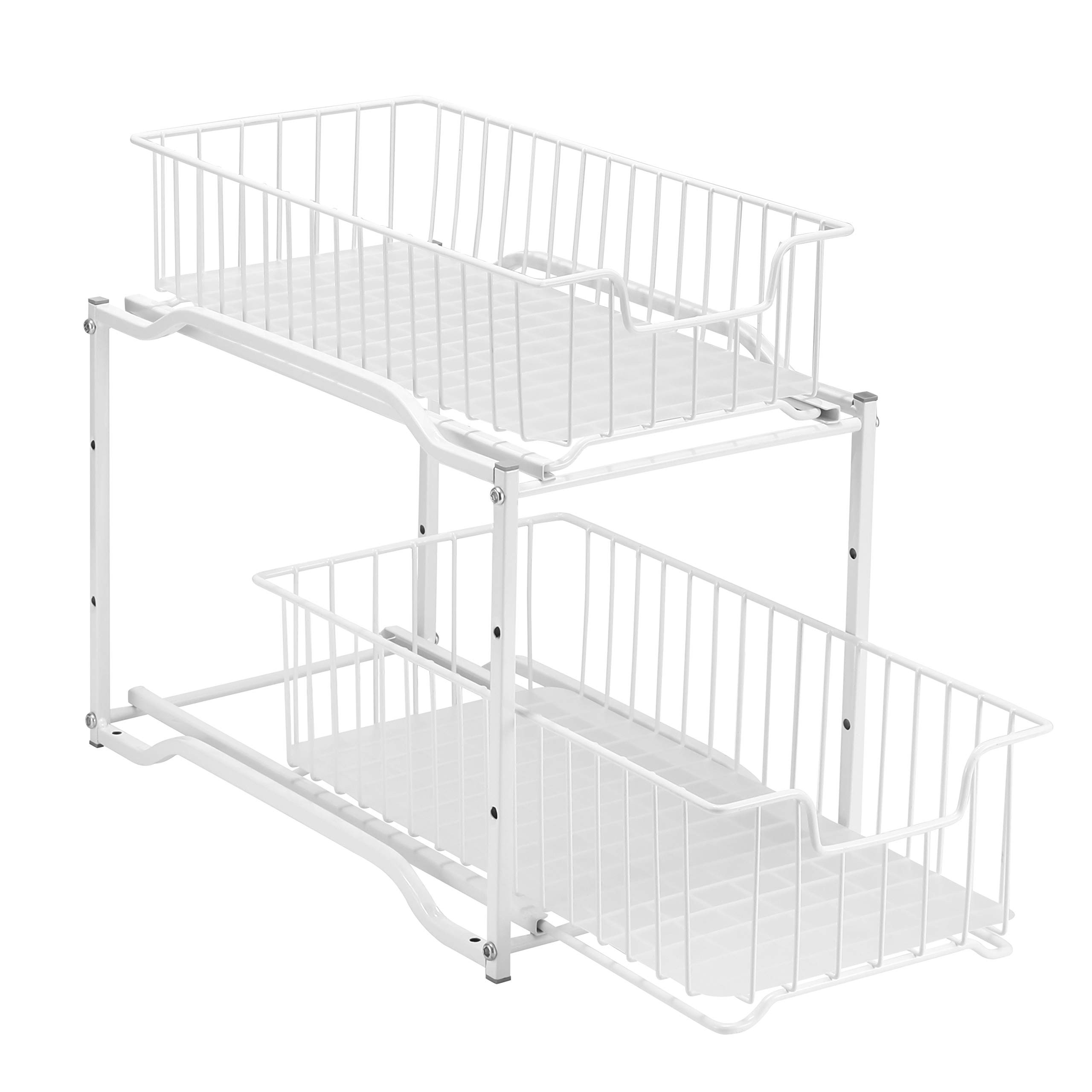 Simple Trending 2 Tier Stackable Under Sink Cabinet Organizer with Sliding Storage Drawer, White | Amazon (US)