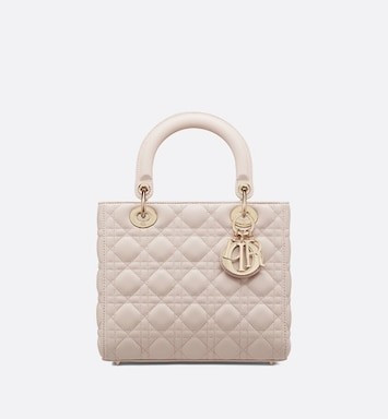 Medium Lady Dior Bag Dusty Pink Cannage Lambskin - Bags - Women's Fashion | DIOR | Dior Beauty (US)