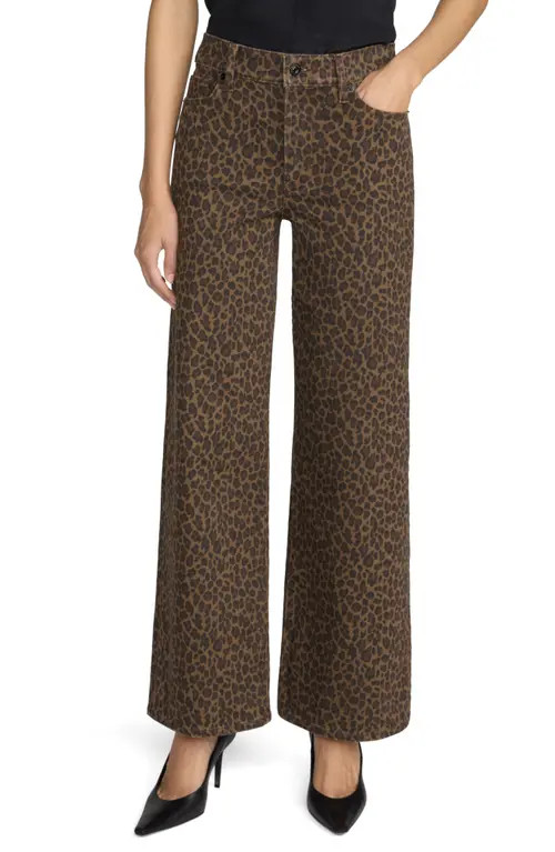 FRAME Le Slim Palazzo High Waist Wide Leg Jeans in Leopard at Nordstrom, Size 31 | Nordstrom
