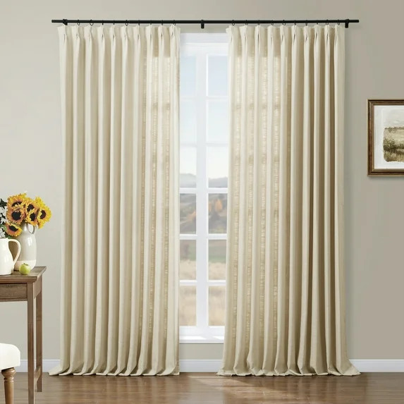 TWOPAGES 52 W X 108 L Inch Length Curtain Pinch Pleated Header Room Darkening Drape Linen Blend D... | Walmart (US)
