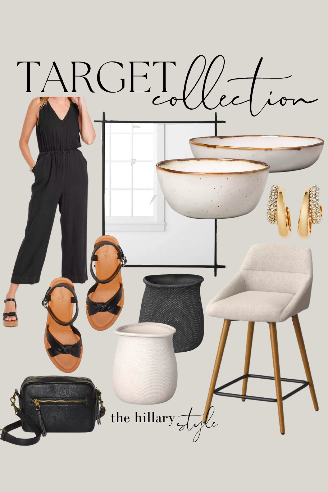 Target Collection: Black Jumpsuit // Mirror // Counter Stool // Platform Sandal // Camera Bag // Serving Bowls // Gold Hoops // Textured Planters 

#LTKstyletip #LTKhome #LTKFind