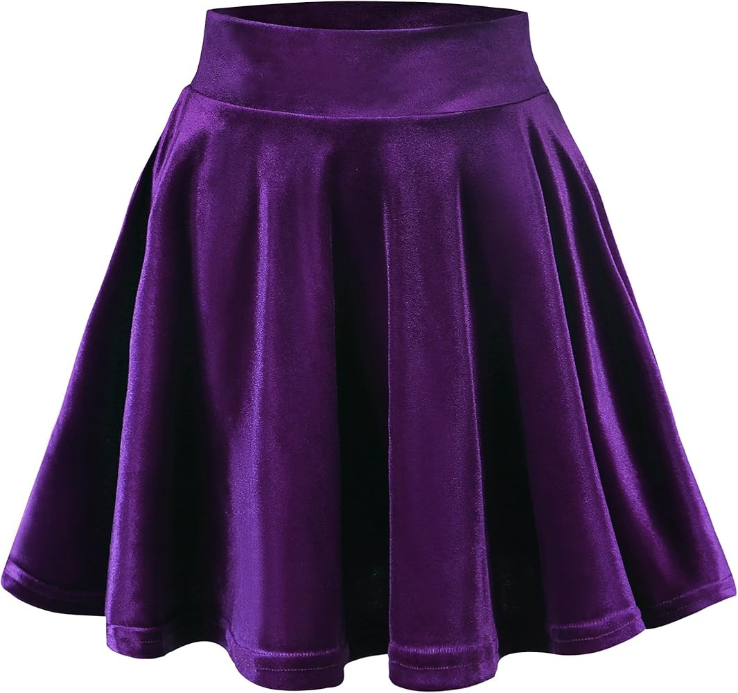 Urban CoCo Women's Vintage Velvet Stretchy Mini Flared Skater Skirt | Amazon (US)