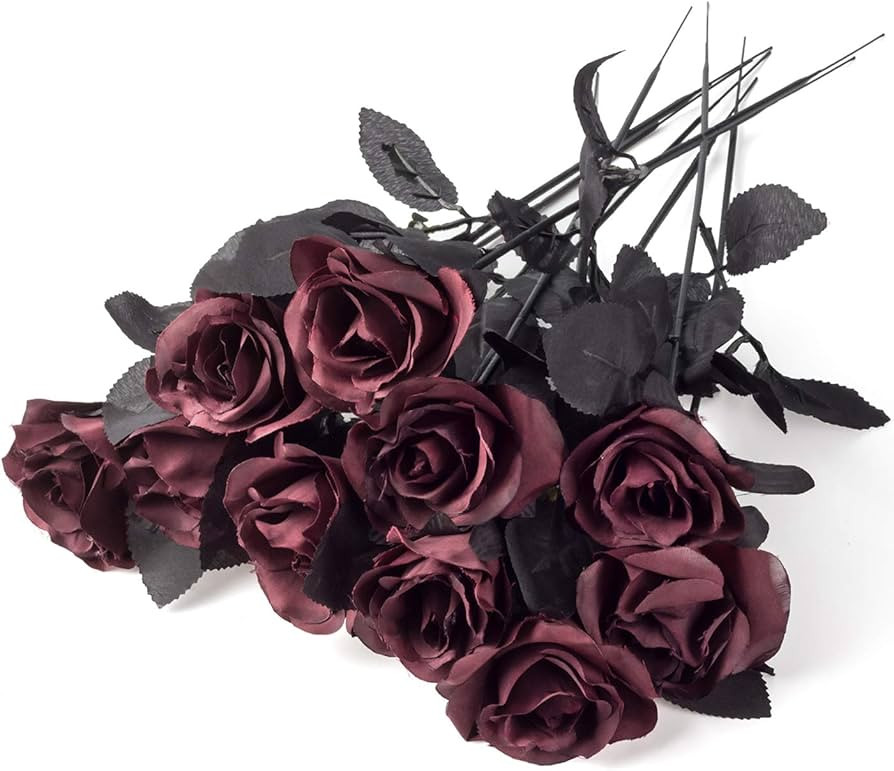 10pack Wine red Rose Bouquet Artificial Silk Roses Flowers Fake Silk Rose Bouquets for Wedding Pa... | Amazon (US)