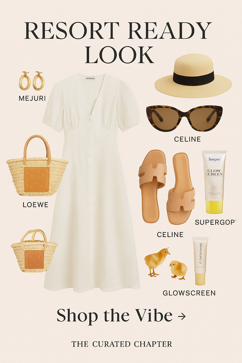 Jetting off soon? This Resort Ready Look is your golden hour uniform. From the timeless linen dress that goes with everything to the iconic Loewe basket bag and sleek Celine slides — this outfit is all about understated luxury. I finished it off with Mejuri hoops, a wide-brim straw hat, and that signature Supergoop! glow (a must for any sunny destination). Every piece is trending right now — and sells fast.

Whether you’re headed to the Amalfi Coast or just dreaming of vacay vibes, this capsule outfit is chic, comfortable, and effortlessly photogenic. Shop the look before it’s gone. 

 #LTKBeauty #LTKItBag #LTKWedding