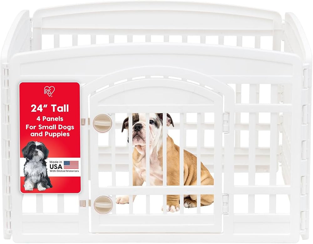 IRIS USA 24" 4-Panel Dog Playpen with Door, 35 x 35 x 24, Puppy Playpen, Dog Play Pen Indoors, Pe... | Amazon (US)