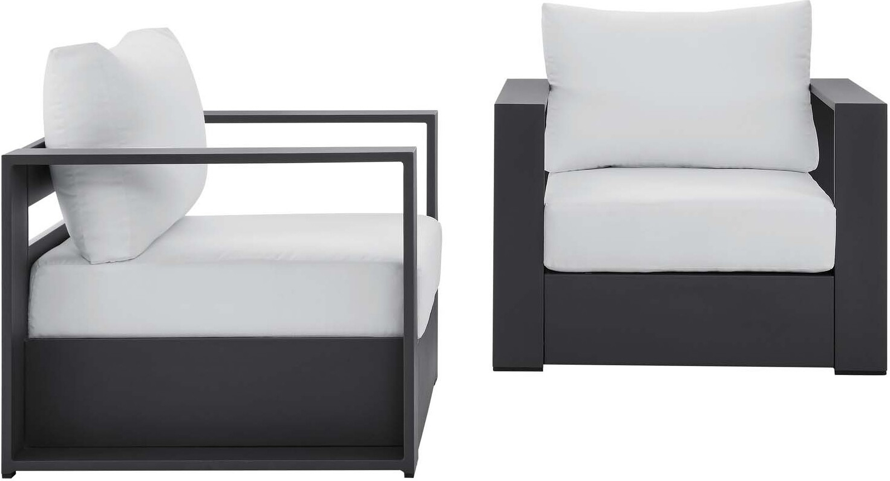 Tahoe Outdoor Patio Powder-Coated Aluminum 2-Piece Armchair Set In Grey | 1stopbedrooms