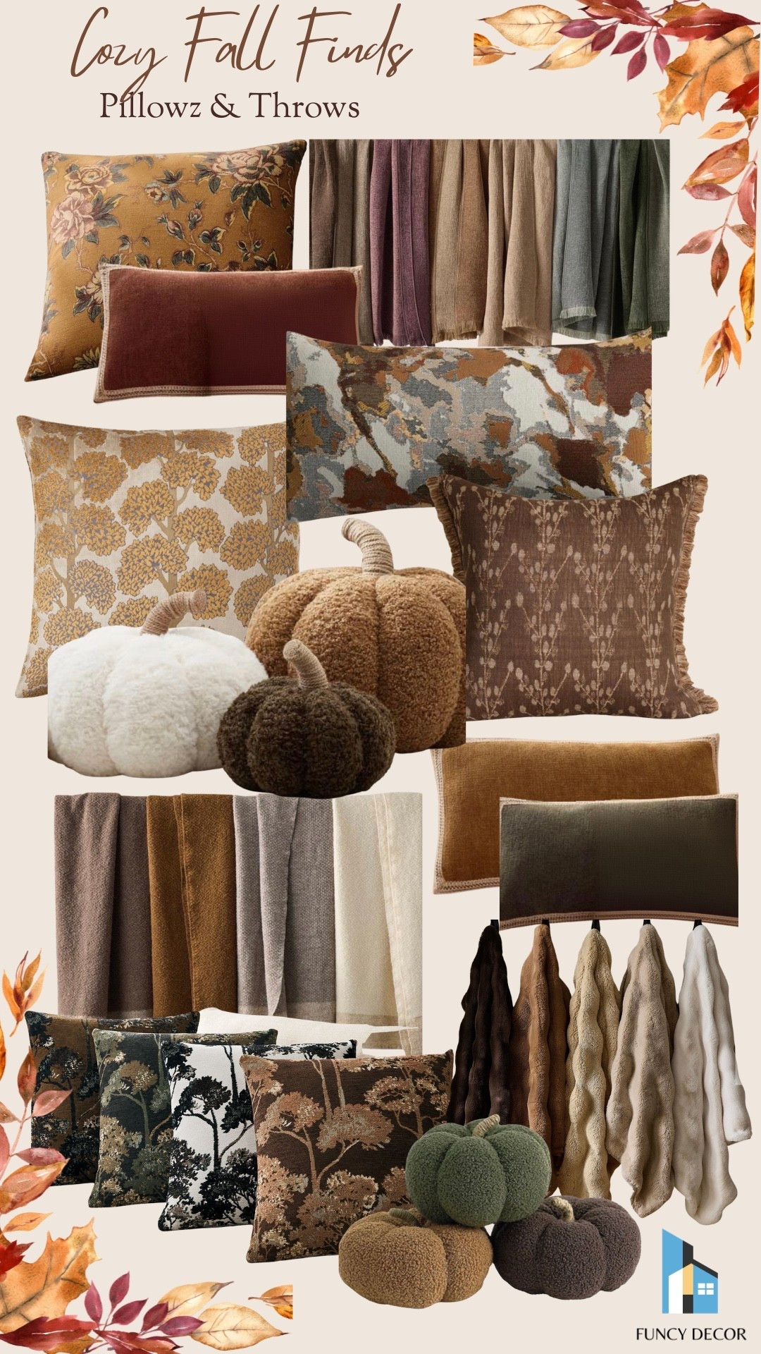 Cozy Fall throw pillows and blankets in trending colors of plum, chocolate brown, and mustard.

#LTKSeasonal #LTKHome