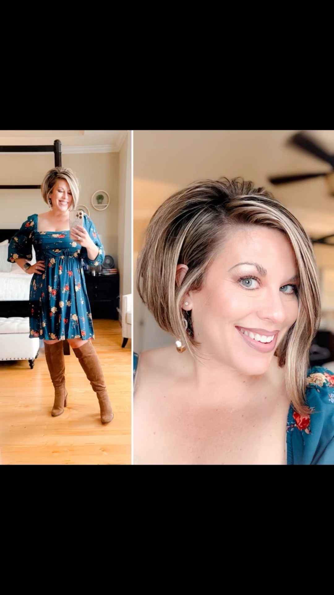 Fall florals, fresh hair cut, and tall boots = 𝔽𝔸𝔹𝕆𝕌𝕃𝕆𝕌𝕊 🍂🤎

#outfit #ootd #outfitinspo #fallfashion #datenightoutfit #falldress #tallboots #fashiongram