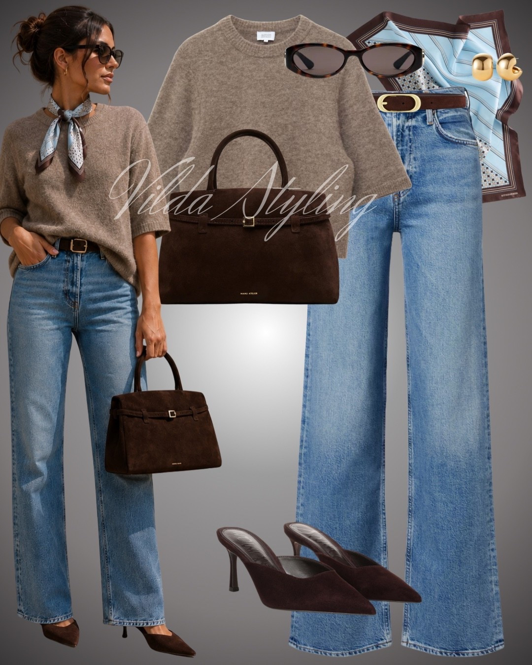 Soft neutrals, classic denim & chocolate brown 🤎 The kind of effortless fall look that always feels polished. A cozy knit, wide-leg jeans, silk scarf, sleek sunnies and rich brown accessories make the perfect elevated everyday uniform. ✨


#LTKStyle #LTKFashion #FallStyle #FallOutfits #FallFashion #NeutralStyle #ElevatedBasics #EverydayStyle #DenimStyle #ChicStyle #OutfitInspo #CapsuleWardrobe

#LTKautumn #LTKjeans #LTKworkwear