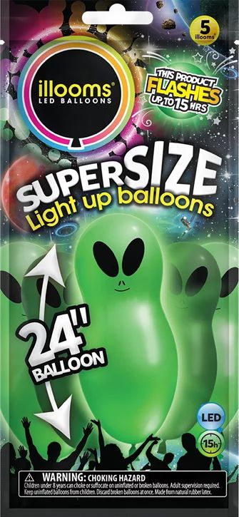 illooms Super Size Aliens Light Up Balloons, 5-Pack | Walmart (US)