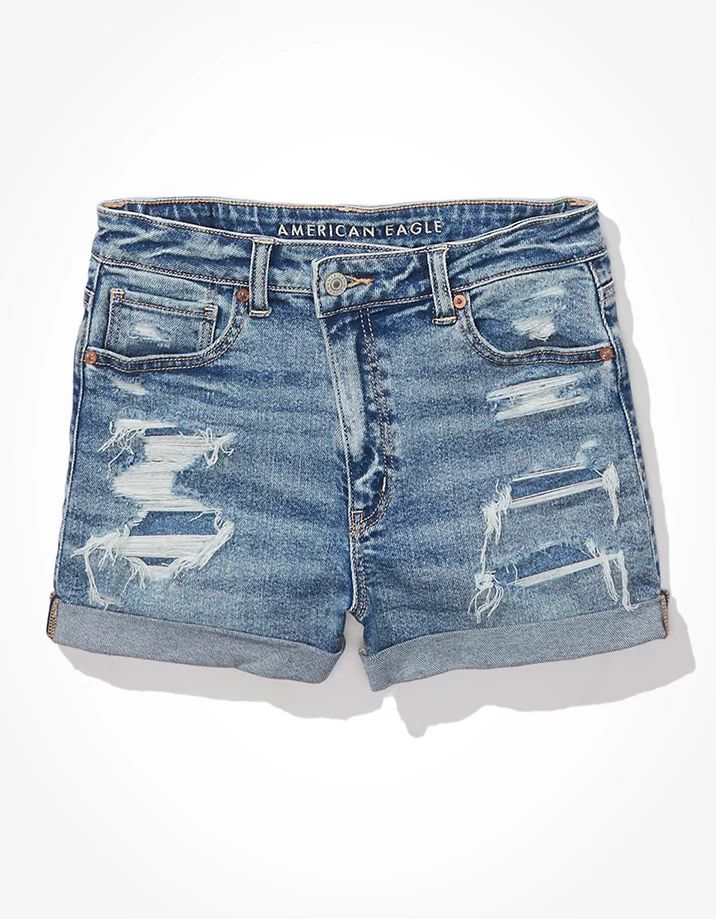 AE Stretch Crossover Denim Mom Shorts | American Eagle Outfitters (US & CA)