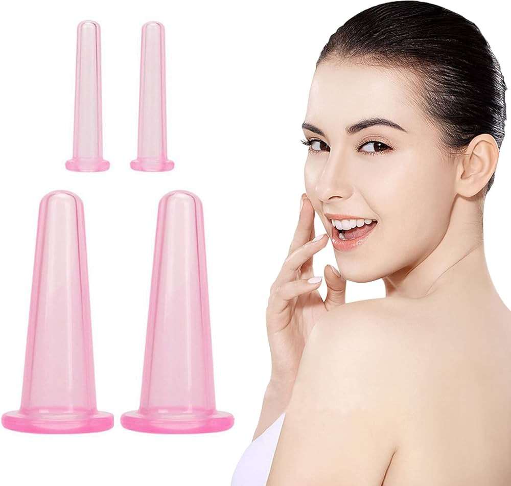 Facial Cupping Set,4 Pcs Natural Silicone Facial Massage Cup for Body,Face,Neck,Back,Eye Massage,... | Amazon (UK)