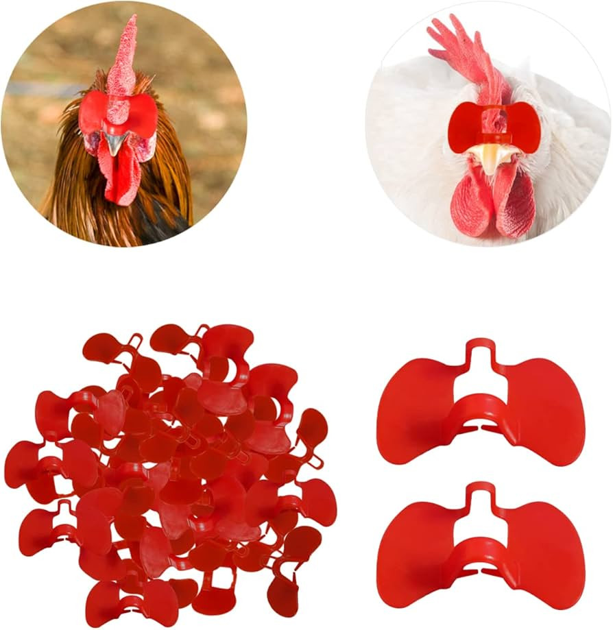 Weilan 50 Pieces Pinless Peepers for Chicken Blinders Pheasant Poultry Blinders Spectacles(Red/La... | Amazon (US)