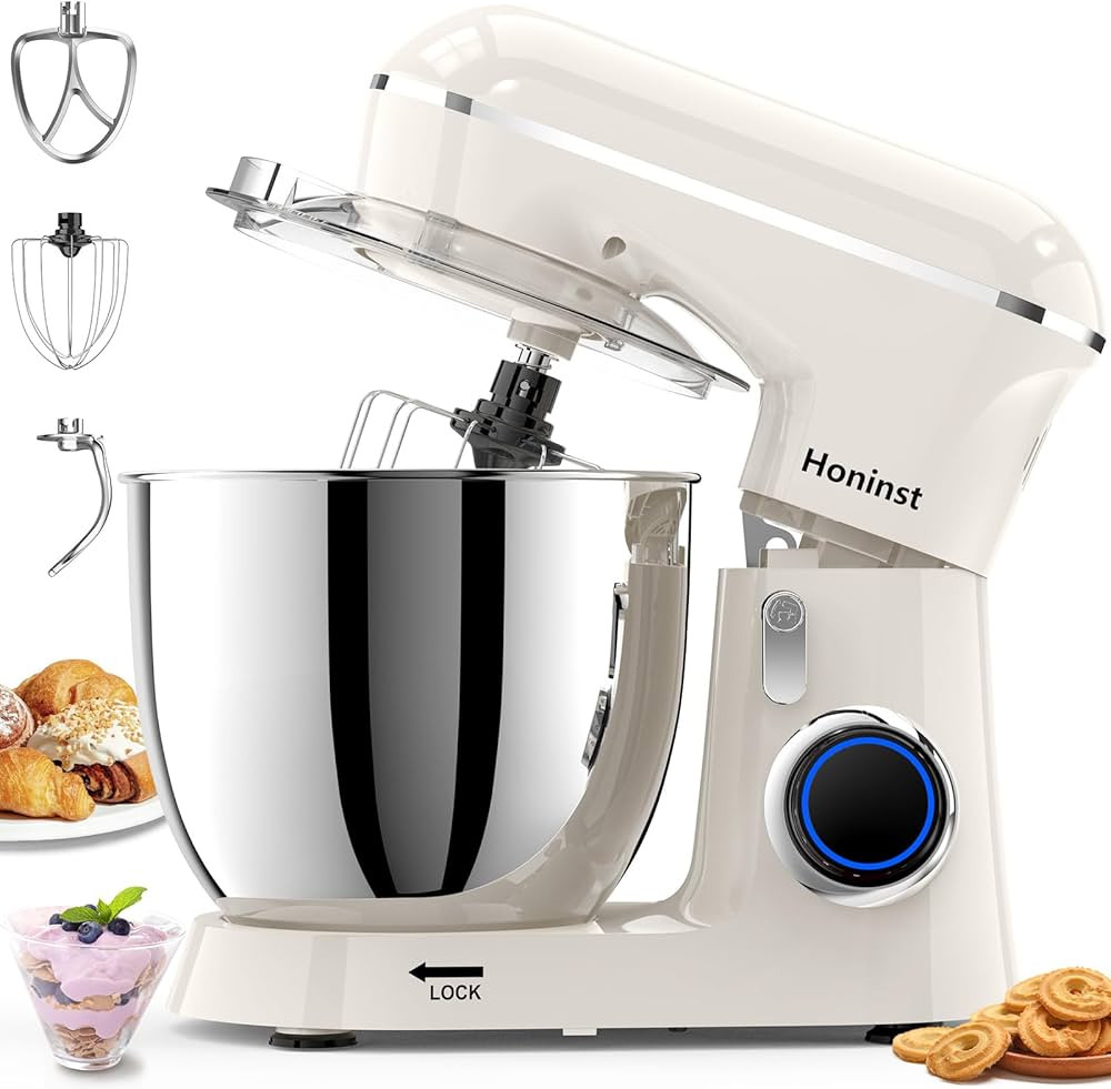 Stand Mixer, 6.5QT 10-Speed Tilt-Head Electric Stand Mixer, 3-In-1 Kitchen Mixer with Bowl, Dough Hook, Whisk and Beater, Food Mixer for Baking, Cake and Most Home Cooks, Beige | Amazon (US)