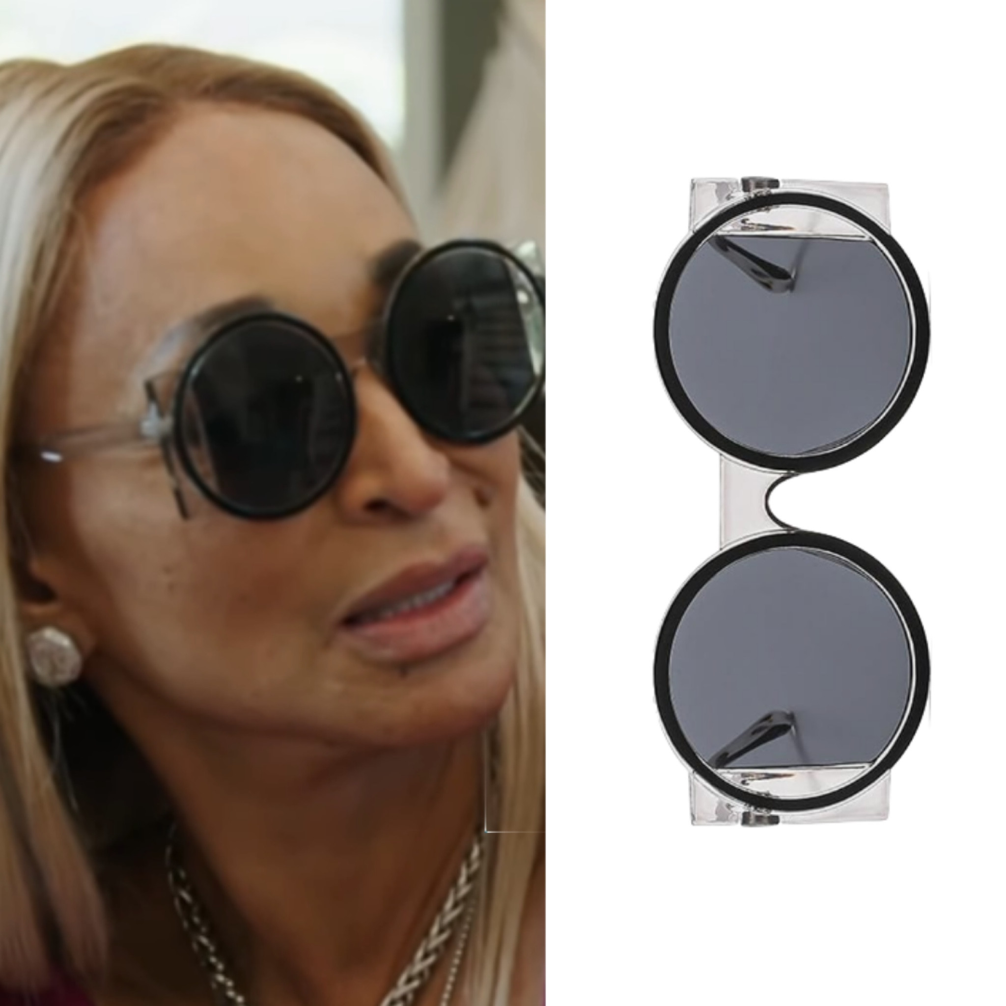 Karen Huger’s Black Round Sunglasses