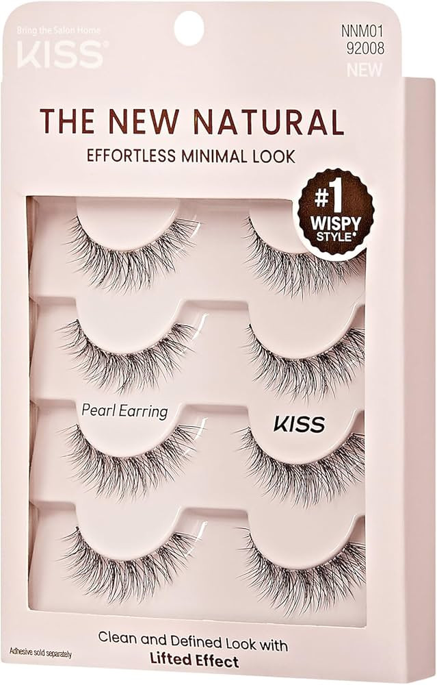 KISS The New Natural, False Eyelashes, Pearl Earring', 12 mm, Includes 4 Pairs Of Lashes, Contact... | Amazon (US)