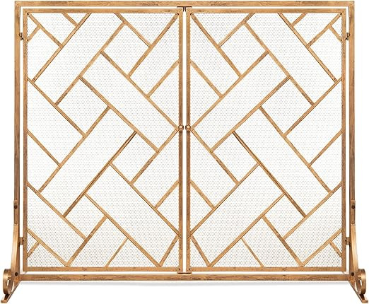 Best Choice Products 44x33in 2-Panel Handcrafted Wrought Iron Decorative Mesh Geometric Fireplace... | Amazon (US)