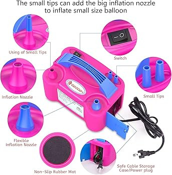 IDAODAN Electric Balloon Pump, Portable Electric Balloon Blower Machine Balloon Air Pump Dual Noz... | Amazon (US)
