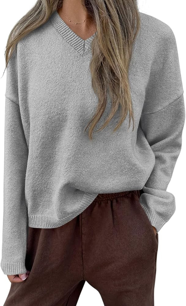 PRETTYGARDEN Women's Cozy Sweaters Fall Fashion V Neck Tops | Amazon (US)