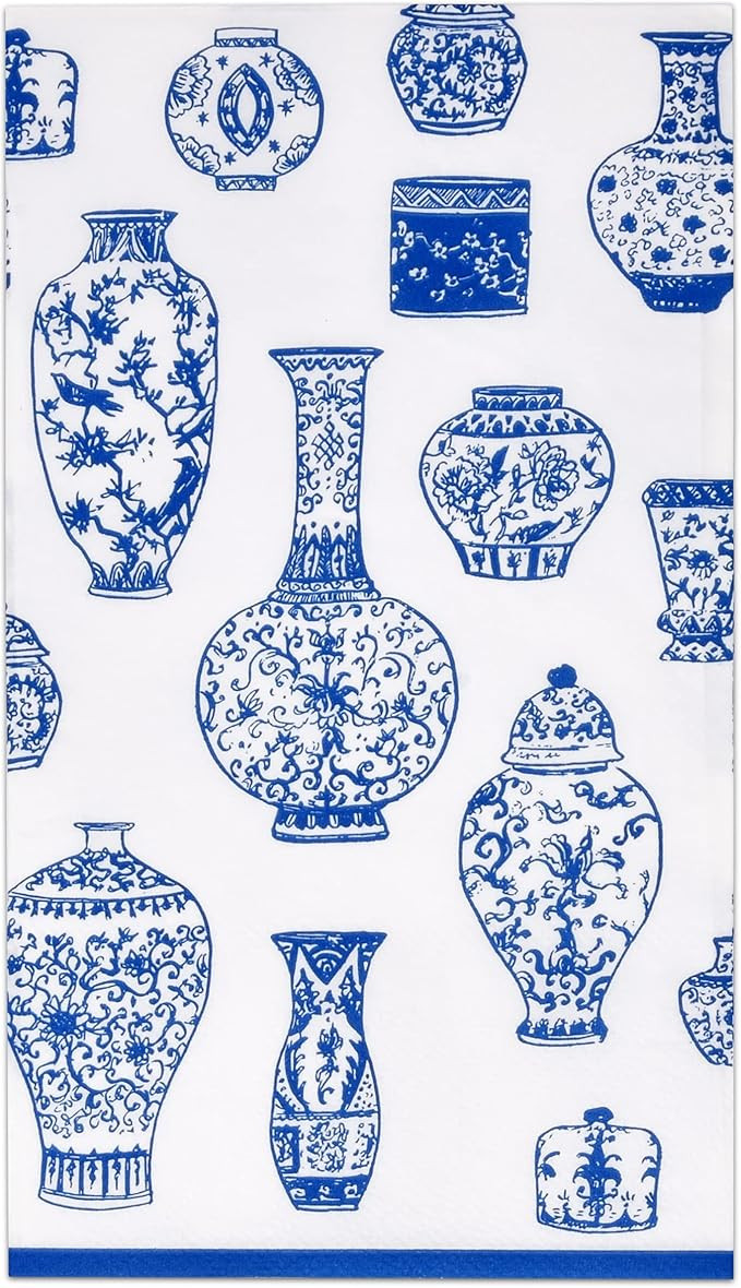 Gift Boutique 100 Blue Floral Vase Guest Napkins 3 Ply Disposable Paper Hand Towels for Bathroom ... | Amazon (US)