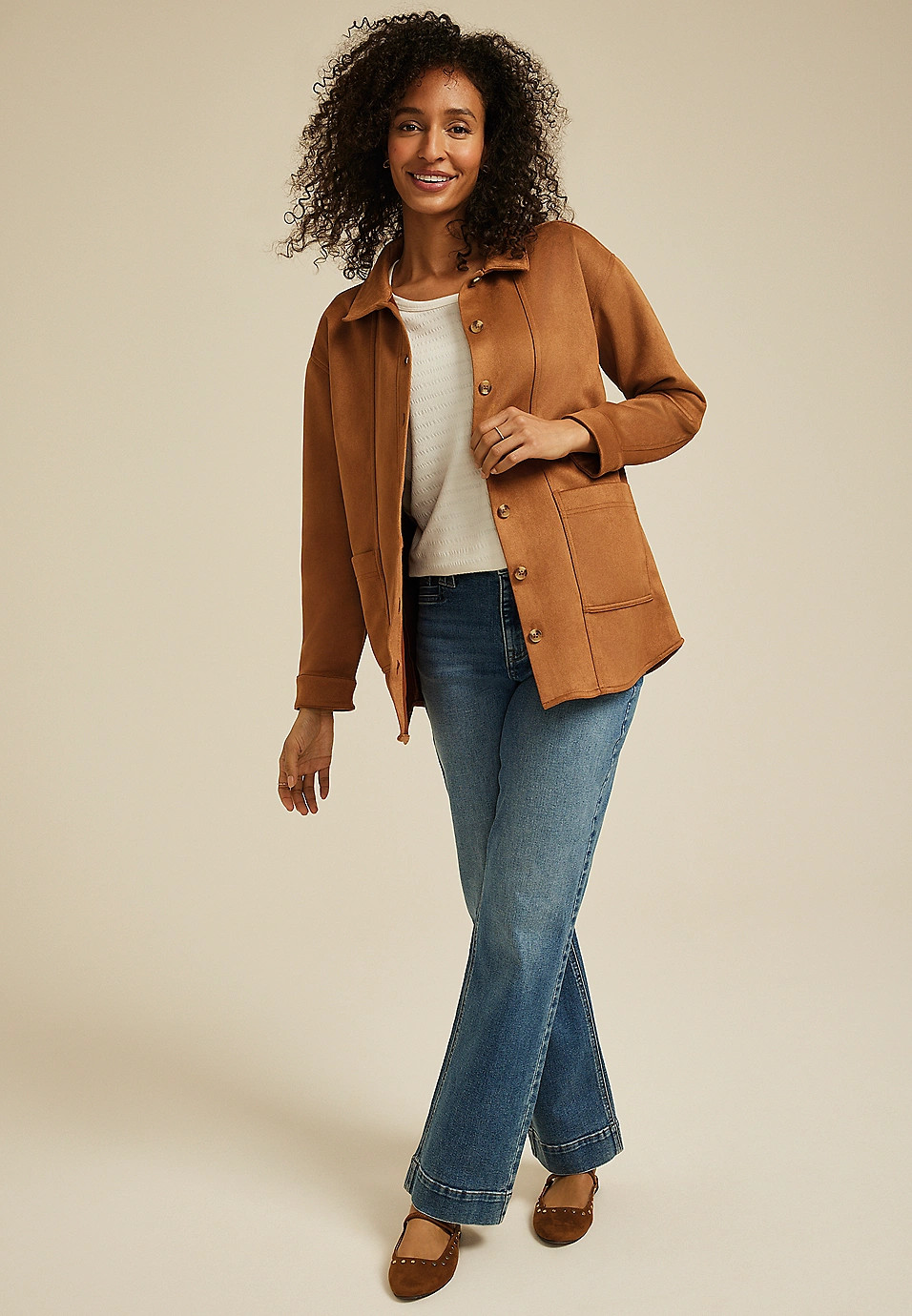 Faux Suede Shacket | Maurices