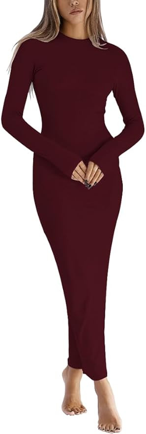 Dressmine Women Long Sleeve Bodycon Maxi Dresses Sexy Wedding Party Pencil Dress Fall Trendy Casu... | Amazon (US)