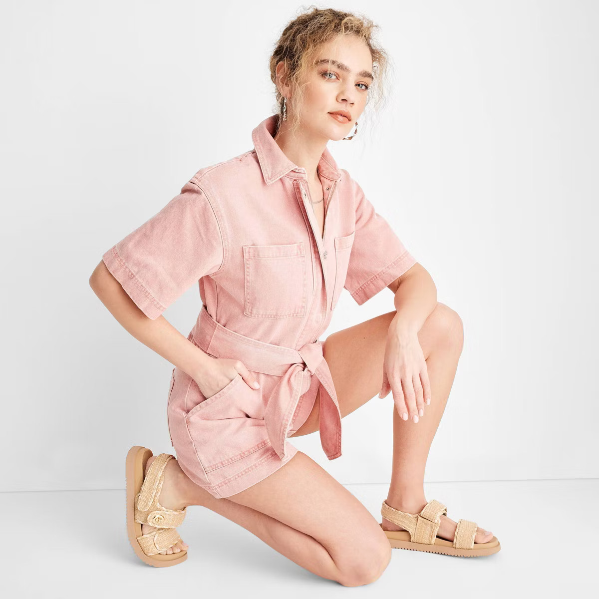 Women's Short Sleeve Utility Romper - Future Collective | Target