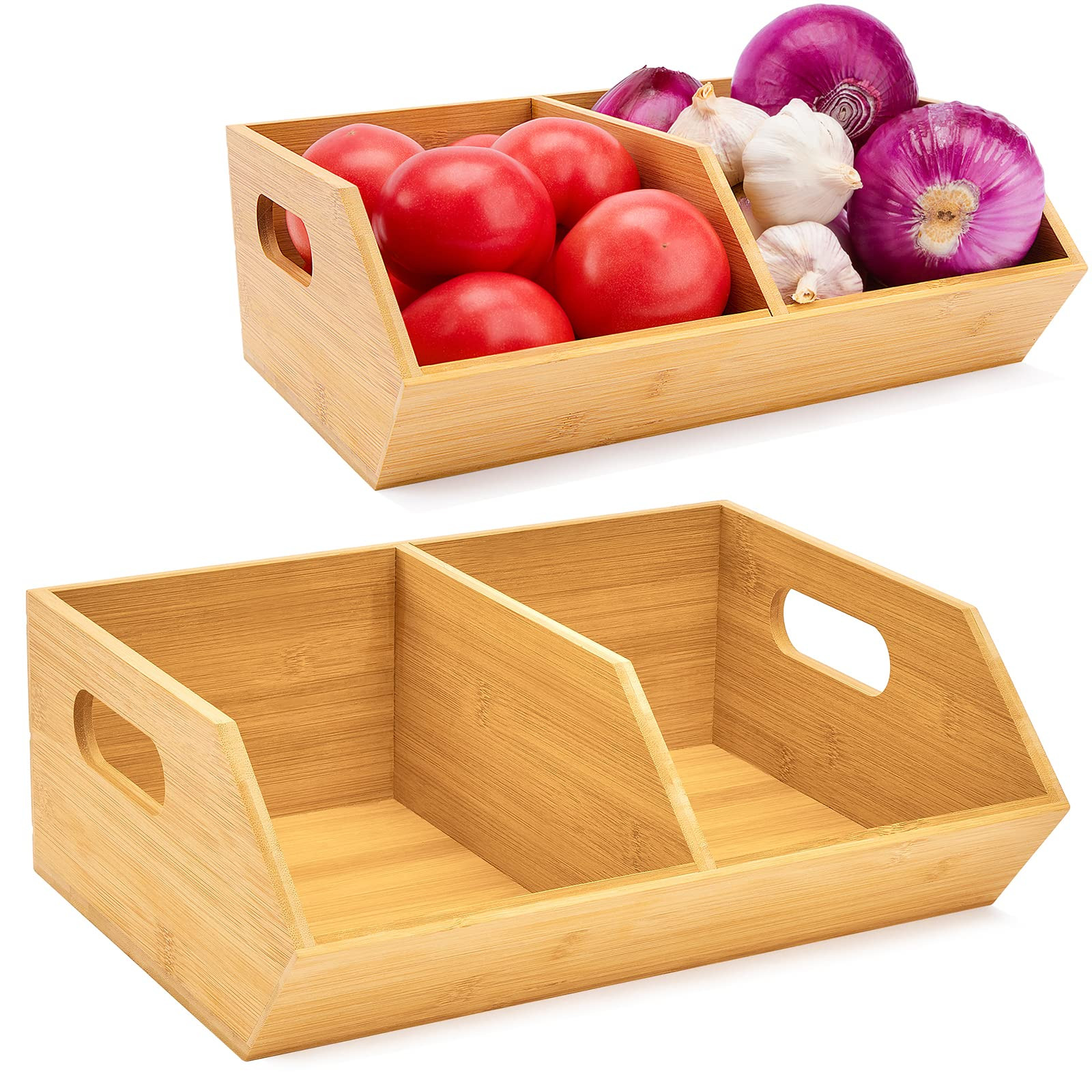 2 Set Bamboo Storage Bin, Pantry Organization and Storage Baskets, Kitchen Organization, Potato a... | Amazon (US)