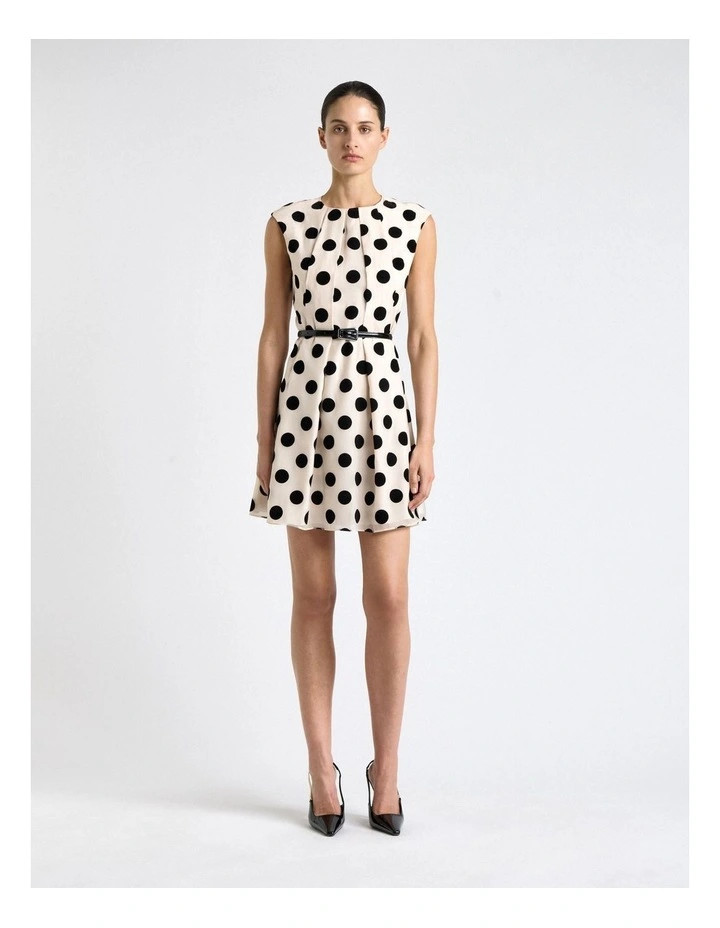 Flocked Polka Dot Sculpted Mini Dress | Myer