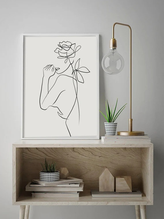 Downloadable Digital Print Floral Print Line Drawing Woman | Etsy | Etsy (CAD)
