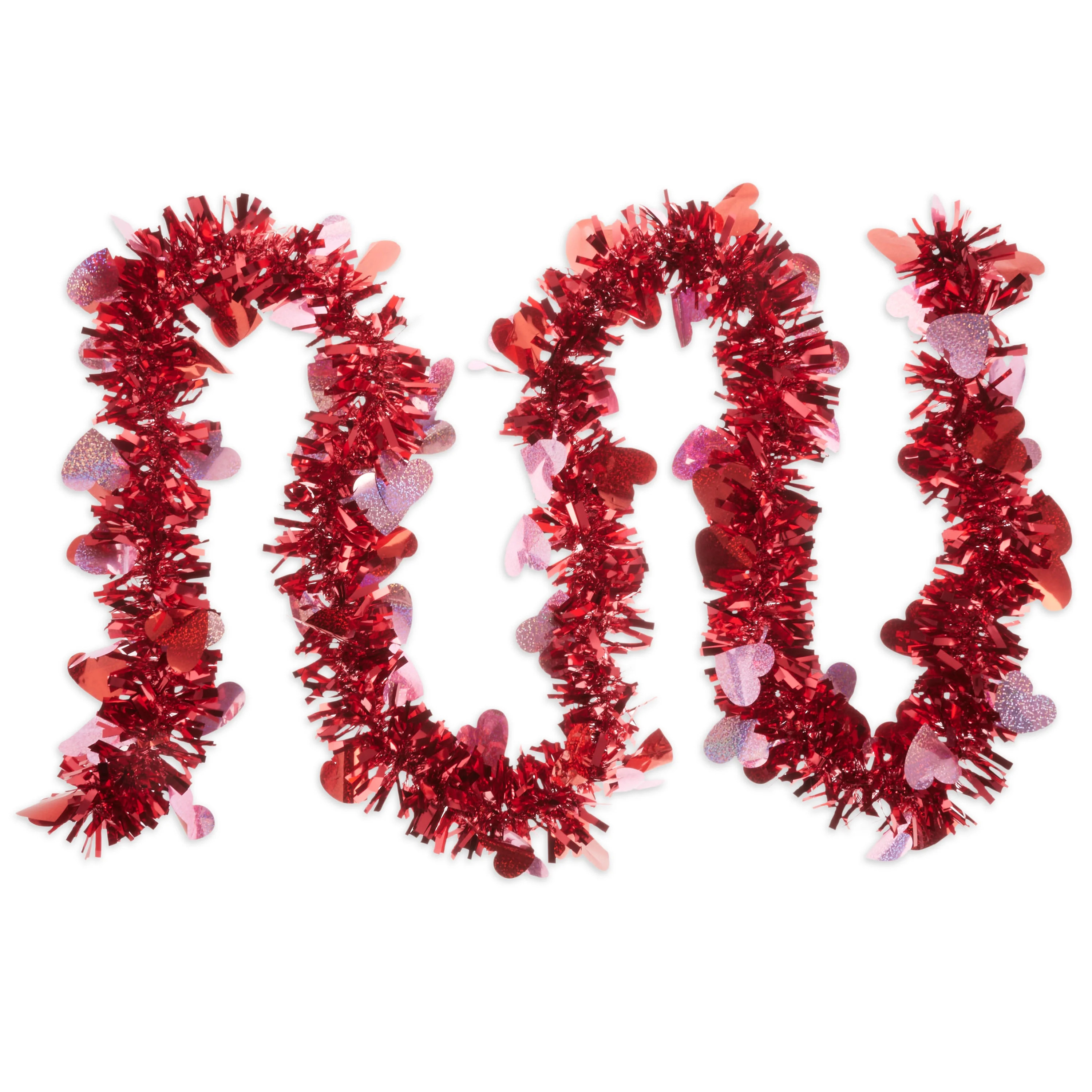 Way To Celebrate Valentine's Day Red Jumbo Heart Tinsel Garland, 8' - Walmart.com | Walmart (US)