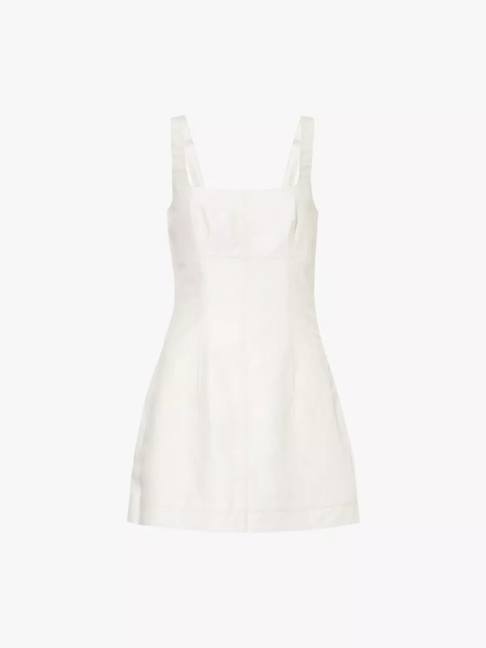Corset square-neckline woven-blend mini dress | Selfridges