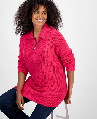 Style & CoWomen's Quarter-Zip Cable-Knit Sweater, Macy's Exclusive | Macy's