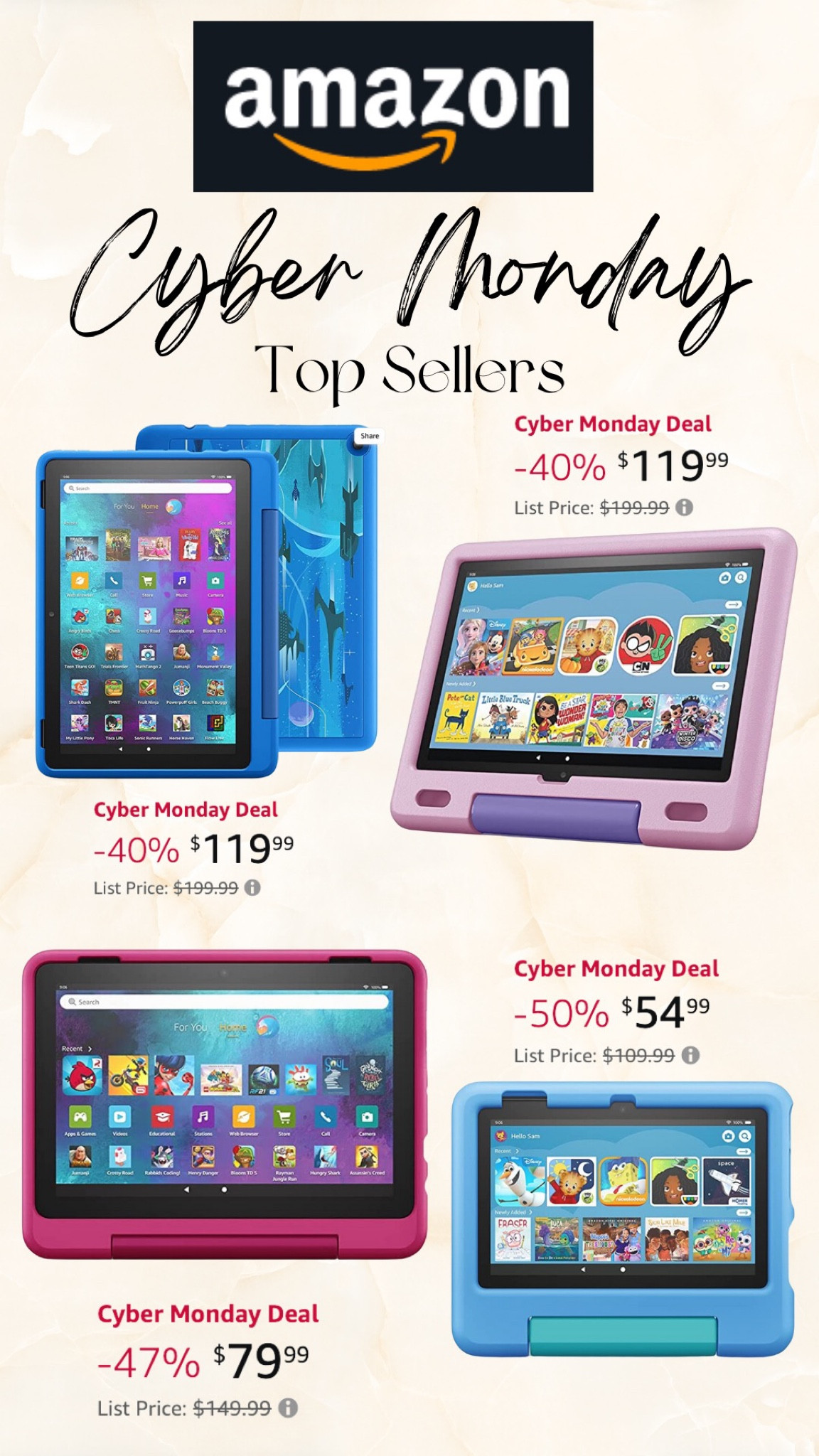 Amazon Cyber Monday top sellers! Amazon kids fire tablets! Last chance to get yours for 50% off! 

#LTKCyberweek #LTKGiftGuide #LTKHoliday