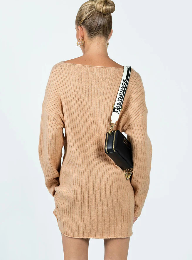 Alivia Sweater Dress Beige | Princess Polly US