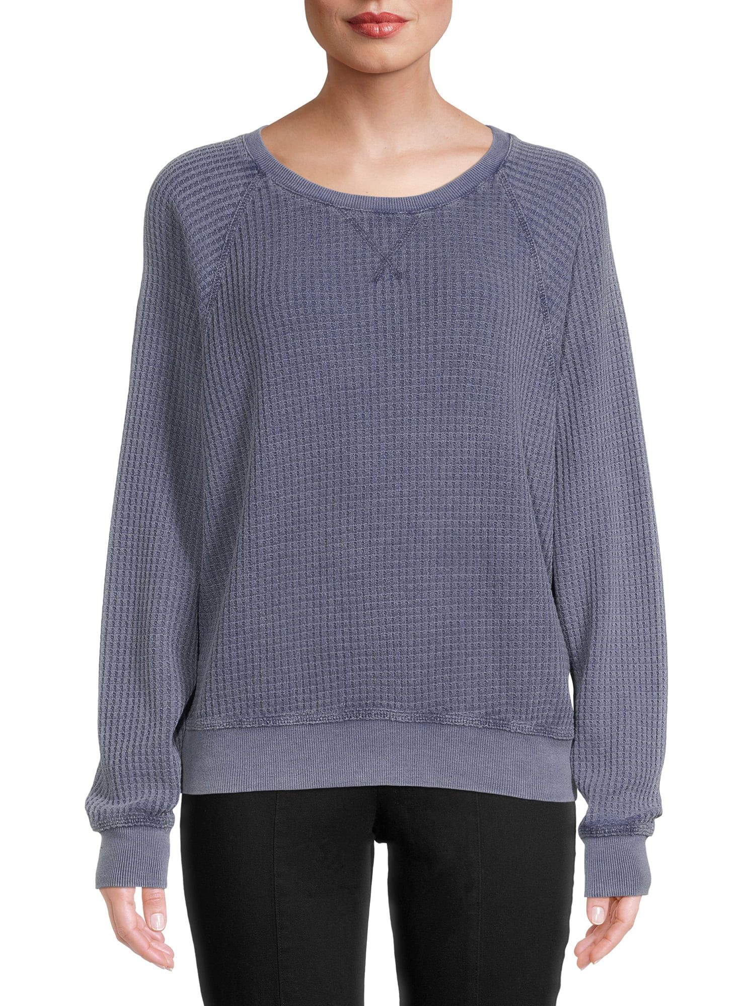 Time and Tru Women's Waffle Knit Pullover | Walmart (US)