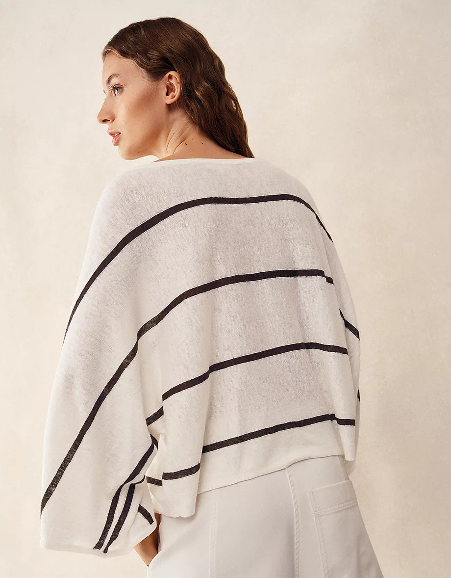 Linen Cotton Stripe Oversized Batwing Jumper | Days At The Lake | T... | The White Company UK & ROW