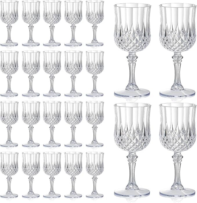 XUWAIDSGN 24 Pcs Clear Plastic Wine Glasses 7oz | Amazon (US)