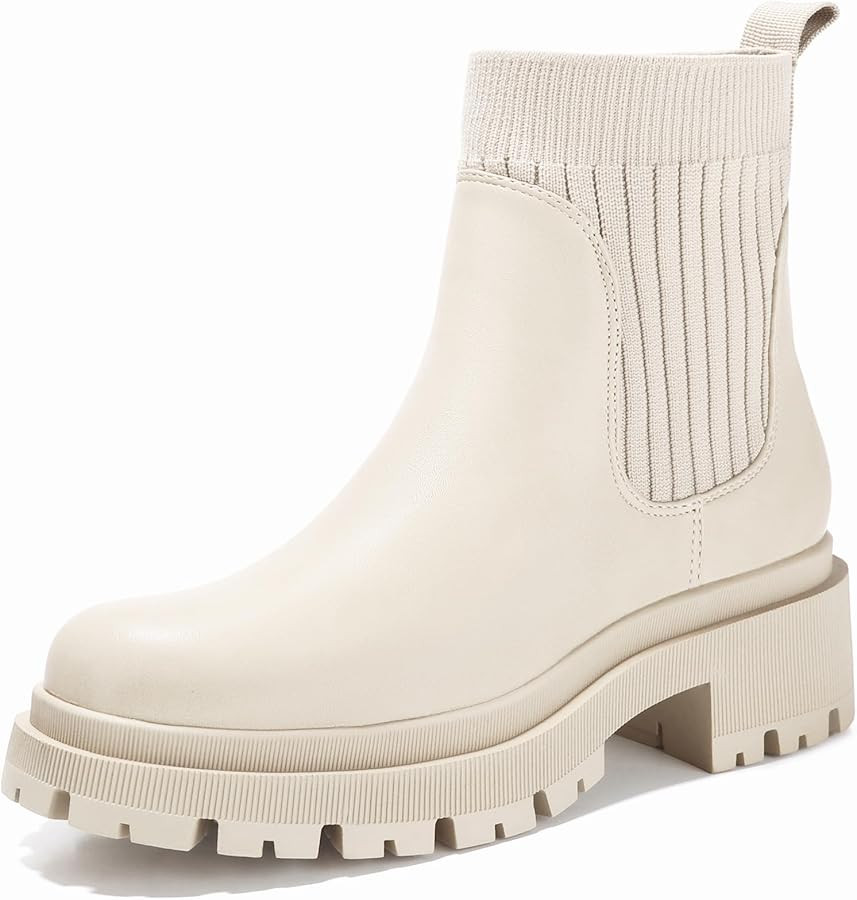 Bacia Chelsea Boots Womens Fashion Ankle Boots Platform Chunky Boots with Lug Sole | Amazon (US)