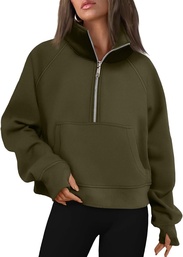 AUTOMET Womens Sweatshirts Half Zip Cropped Pullover Fleece Quarter Zipper Hoodies 2025 Fall Fash... | Amazon (US)