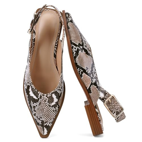 ZBOT Women's Flat Mules Pointed-Toe Closed-Toe Flats Open-Heel Slip-on Style Professional Office Wear Comfortable Casual Sandals-Snake Pattern 2-10 | Amazon (US)