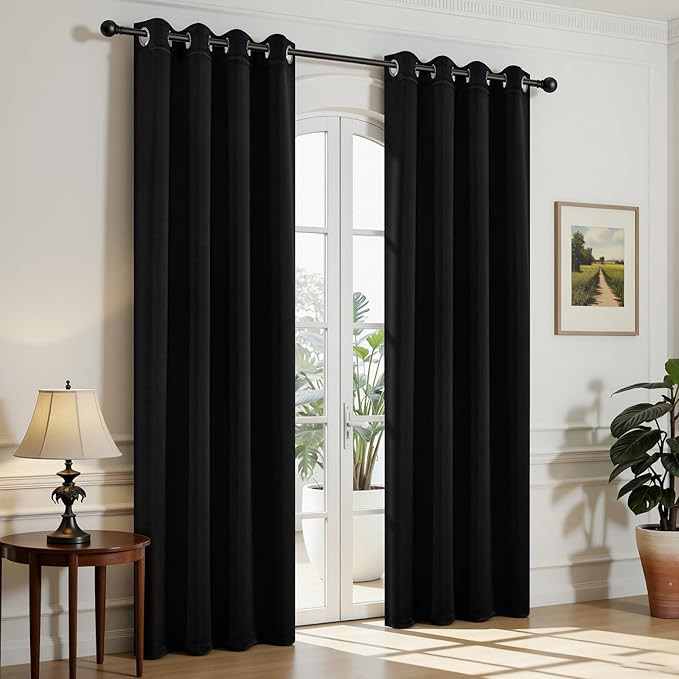 Joydeco Blackout Curtains for Bedroom,Black Out Curtains 84 Inch Long, Black Drapes with Grommets... | Amazon (US)