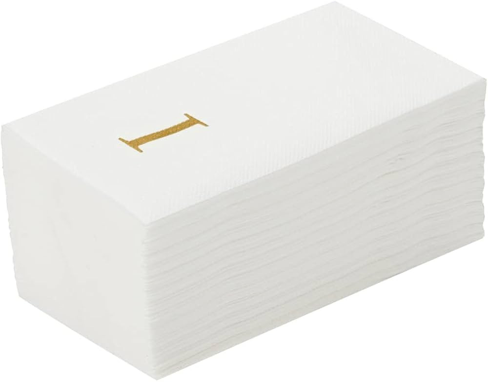 Luxenap 15.8 X 7.9 Inch Linen-Feel Guest Towels, 50 Lettered Hand Towels - Gold Letter 'I', Sans ... | Amazon (US)