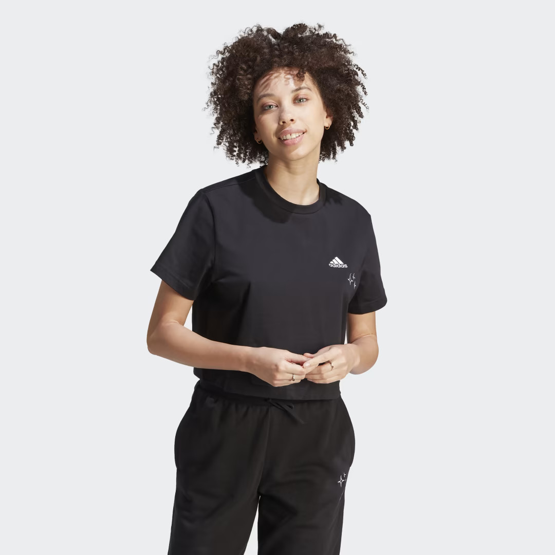 adidas Scribble Embroidery Crop Tee Black S Womens | adidas (US)