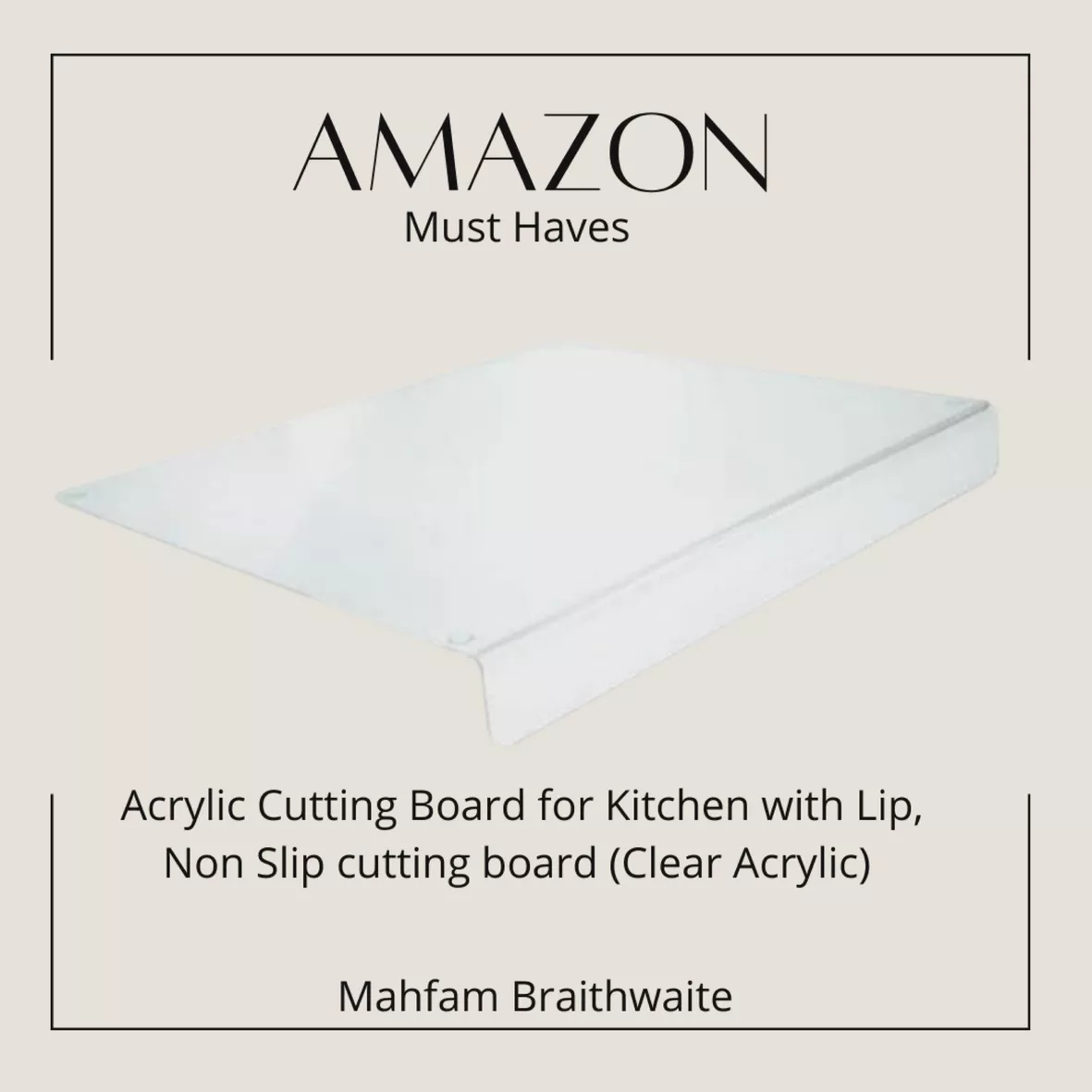 Acrylic Cutting Boards for Kitchen Counter, Anti-Slip Acrylic