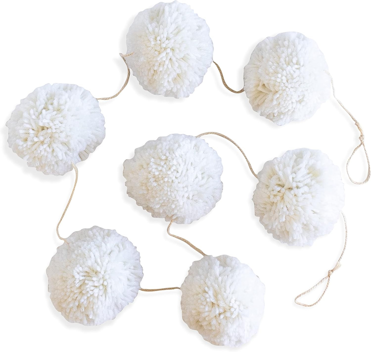 Sageinthyme 6ft White Yarn pom pom Garland Fluffy Chunky Large Boho Minimalist Home Decor Farmhou... | Amazon (US)
