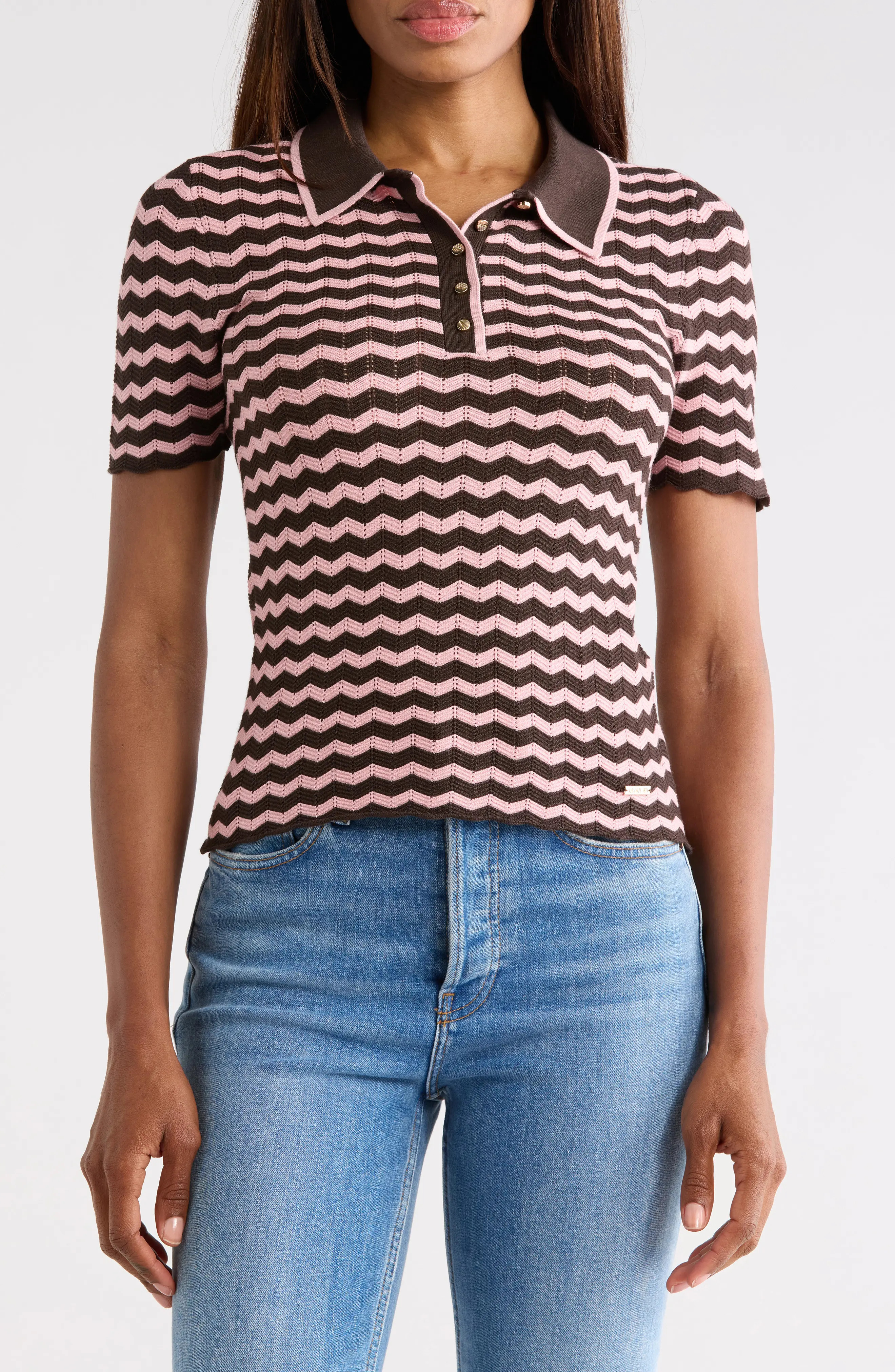 JASON WU Chevron Stripe Polo Sweater (Women) | Nordstromrack | Nordstrom Rack