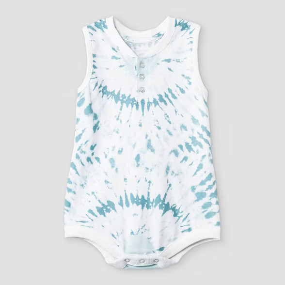 Grayson Mini Baby Boys' Tie-Dye Henley Bodysuit - Blue | Target