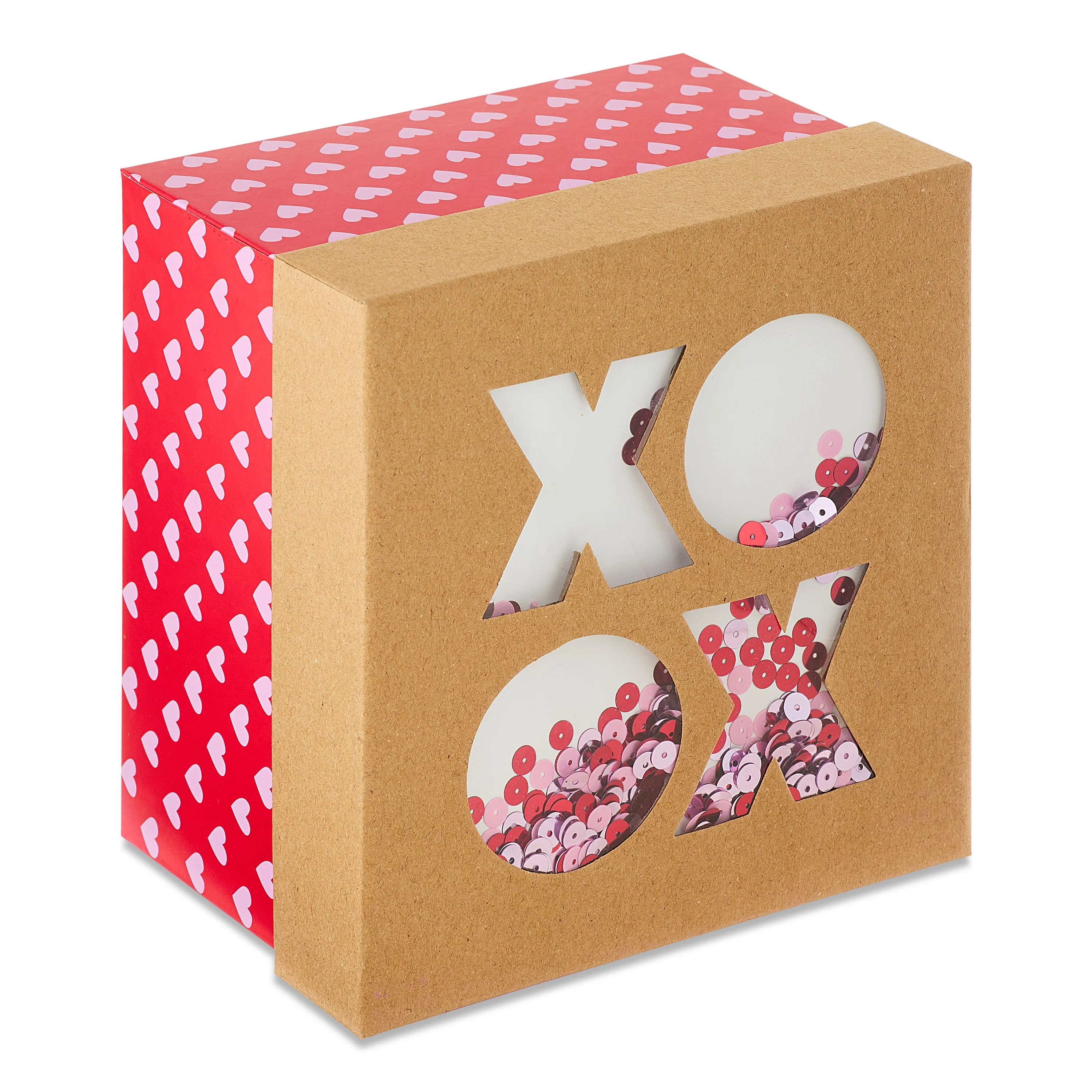 Large Square XOXO Confetti Gift Box, Red and Pink, 6" x 6" x 4", Valentine's Day by Way To Celebr... | Walmart (US)